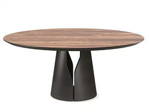 GIANO - Round steel and wood table _ Cattelan Italia